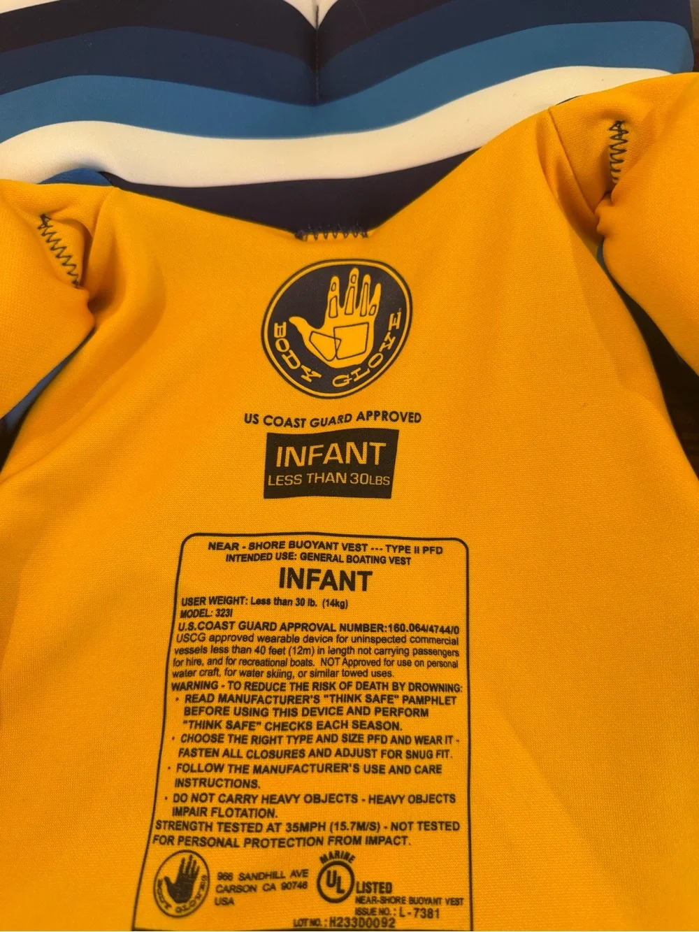 Bodyglove infant life vest